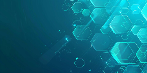 Wall Mural - Blue background with hexagons and digital technolog