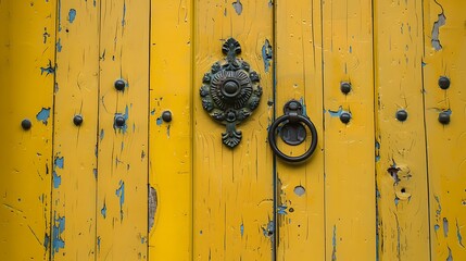 Wall Mural - Yellow door with knocker