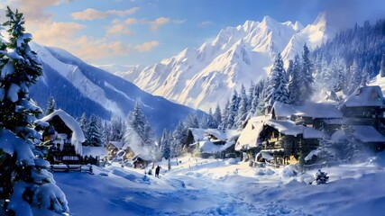 Poster - Snowfall in Alpine Village