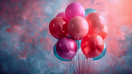 Wall Mural - Colorful Balloons on Pastel Gradient Background