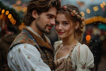 Traditional Bavarian Couple at Oktoberfest