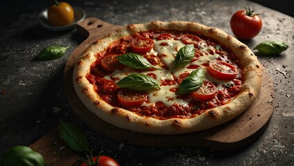 Wall Mural - pizza with spinach and tomatoes