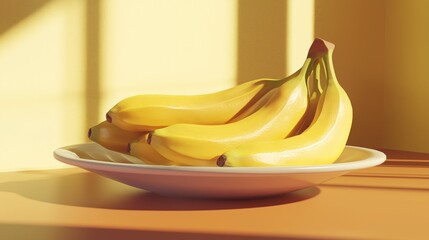 Natural Bio bananas in a plate Generative AI