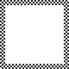 Wall Mural - Square frame with checkered print. Picture or photo vignette with checkerboard, rally flag or chess game board pattern. Rectangular geometric framework. Vector graphic illistration