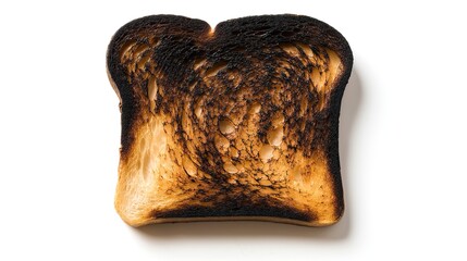 Wall Mural - one single burnt toast bread isolated on white background