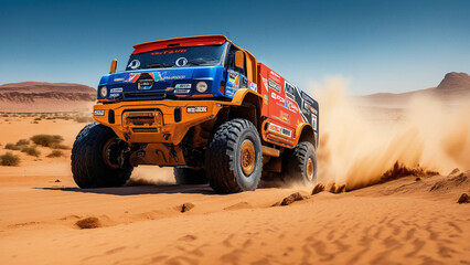 Color racing Dakar rally power 4x4 truck