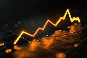 Wall Mural - A graph with a line that is yellow and has a downward slope. The graph is on a black background