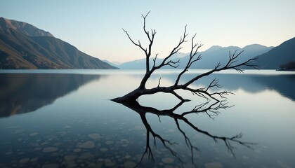 Canvas Print - Dead Tree Reflection in Still Water.