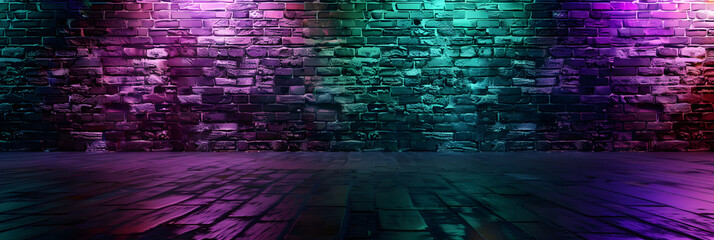 Wall Mural - Green and purple abstract brick wall 