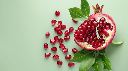 Fresh pomegranate fruit closeup view