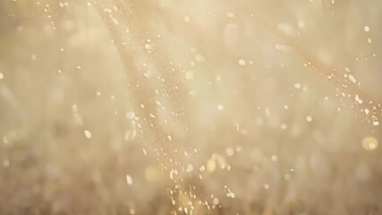 Poster - Golden particles glisten softly in a hazy atmosphere, creating an enchanting backdrop filled with warmth and tranquility.