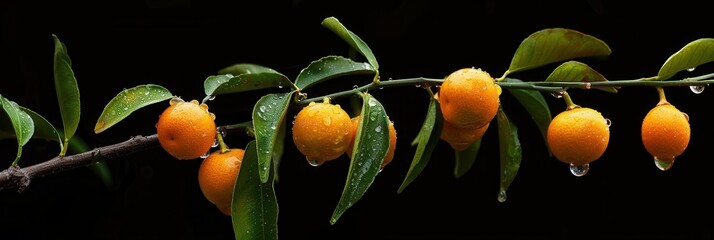 Orange plant branch with fruit