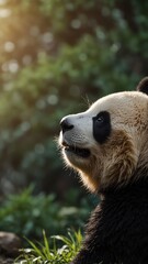 Wall Mural - panda on nature scene background with copy space backdrop portrait