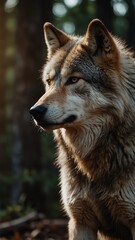 Wall Mural - wolf on nature scene background with copy space backdrop portrait