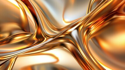 Poster - 3D abstract golden background with smooth, flowing shapes and a reflective, luxurious surface with this inviting photo.