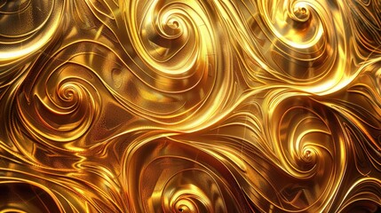 Poster - Stylish 3D illustration of a golden textured background with raised, swirling designs and a warm, glowing finish with this inviting photo.