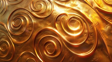 Poster - Stylish 3D illustration of a golden textured background with raised, swirling designs and a warm, glowing finish with this inviting photo.