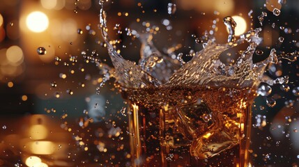 Poster - Ultra-high-definition 3D render of water splash in a glass, emphasizing the detailed textures and refreshing clarity with this inviting photo.