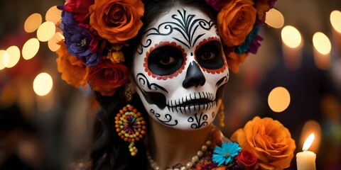 Day of the Dead, dia de muertos Dia de los Muertos, Mexican Festival Skull Ofrenda, Calavera Cemetery Marigold Flowers Celebration of Life Traditional Mexican.