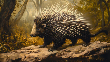 Wall Mural - porcupine in the woods