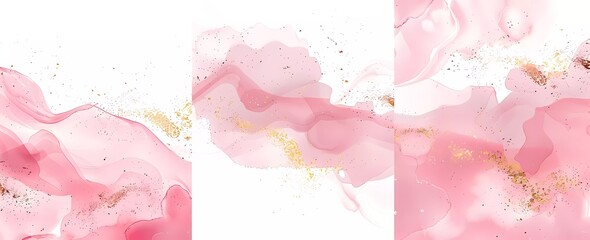Poster - Set of light pink and white watercolor abstract background vector illustration in the style of gold glitter, decoration design for wedding invitation card template