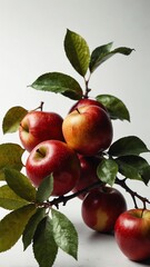 Canvas Print - branch with apples and leaves on plain white background abstract ad concept copy space