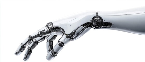 Poster - Futuristic Robotic Hand on White Background. Generative ai