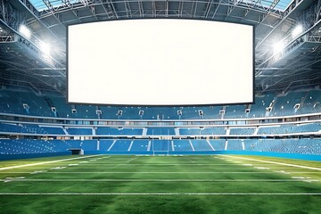 Wall Mural - Blank white billboard in football arena stadium for mockup showcase your brand product. Billboard for mockup design.