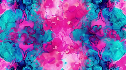 Poster - A vibrant abstract with alcohol inks in neon pink and electric blue, creating a visually stimulating pattern reminiscent of a psychedelic experience.