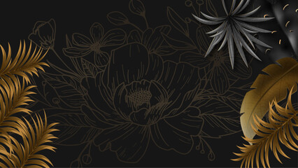 Canvas Print - Black gold  background social media wallpaper