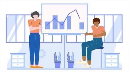 modern office illustration with people working concept business animated video