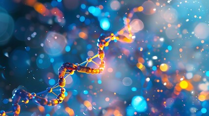 Poster - DNA helix rendered in 3D against a colorful bokeh background, highlighting the intricate structure of genetic information.