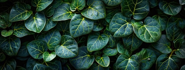 Poster - Green Leaf Texture with Veined Pattern