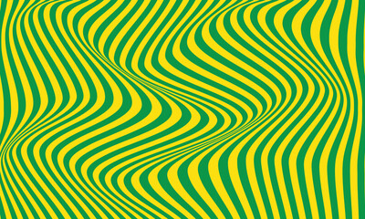 Poster - abstract monochrome green wavy line pattern design on yellow can be used background, banner, poster.