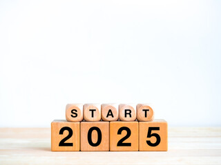 Poster - Start a new year 2025, beginning a new challenge, business goal and success concept. Text 