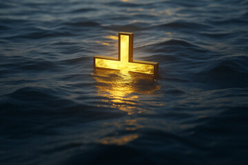 golden cross abstract background ,AI