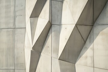 Canvas Print - Abstract modern architecture background. Fragment of unique fiber cement cladding. Patterned layers detail. Geometric robust building design. Multi-surfaced and contemporary appeal.