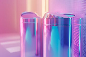 Sticker - Neon Colored Shiny Trash Bins in Modern Interior