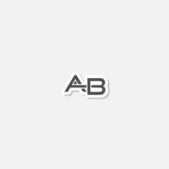 Sticker - Initial AB Letter Logo sticker isolated on gray background