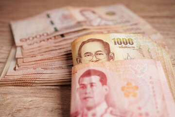 Wall Mural - Thai baht banknote money, investment economy, accounting business and banking.