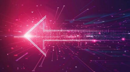 Wall Mural - Technology Arrow Abstract Backdrop. Moving Forward in Digital Data Communication Network Concept Illustration