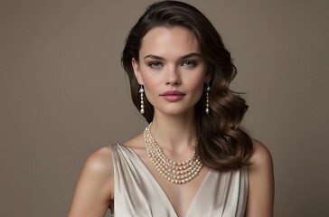 High-quality studio portrait of a young woman with fair skin and striking facial features. She has short, dark brown hair styled in soft waves (8)