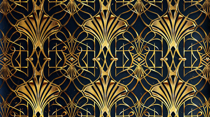 Wall Mural - luxury golden wallpaper art deco pattern