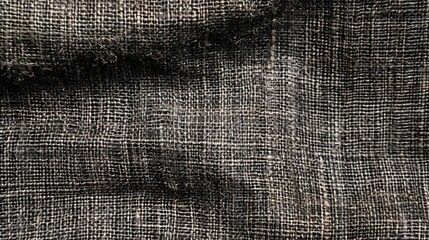 Closeup detail of black fabric texture background. Brown fabric texture.