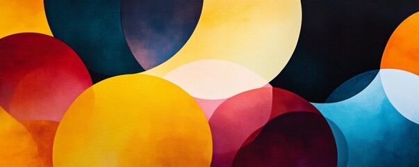 Poster - Abstract colorful geometric shapes with circular patterns, vibrant and dynamic art composition concept