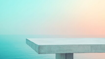 Aufkleber - Serene Morning in Pastel Field Minimalist Stucco Table for Product Display Against a Calm Bokeh Background with Soft Natural Lighting