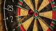 © chutikan - A dartboard with a dart stuck in the center of the board.