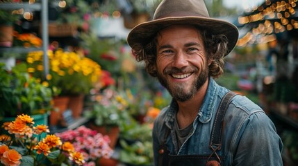 Wall Mural - A gardener proudly showing off their beautiful garden