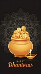 Dhanteras, Poster, Banner, Story, Vector illustration Art.
