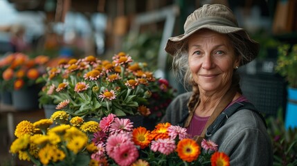 Wall Mural - A gardener proudly showing their award-winning flowers